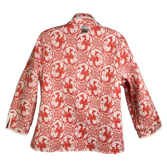 Patty Kim Jacket Womens Size Medium Orange/White Quilted Reversible Blazer - Picture 4 of 9